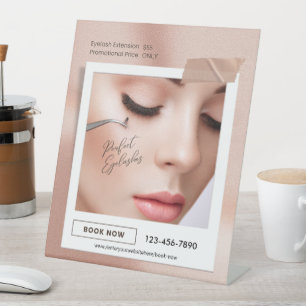 Customize Pink Elegant Aesthetic Eyelash Extension Pedestal Sign