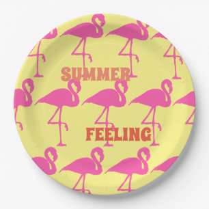 Customize Pink Flamingo Paper Plate