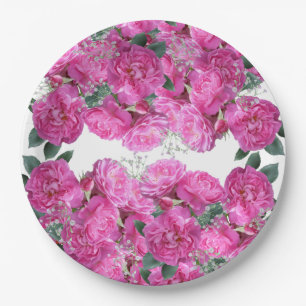 Customize Pink Flower Bouquet Paper Plate