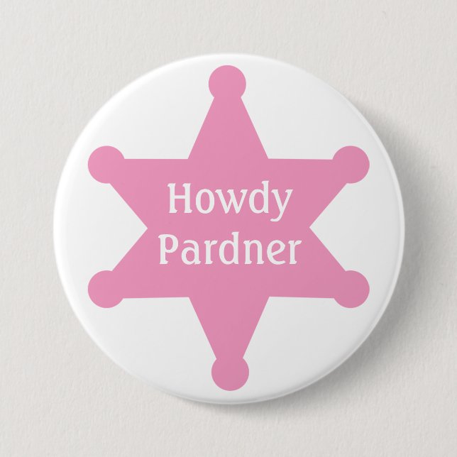 Customize Pink Sheriff Badge 3 Inch Round Button (Front)