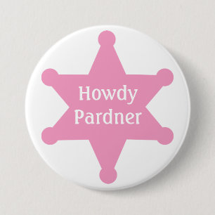 Customize Pink Sheriff Badge 3 Inch Round Button