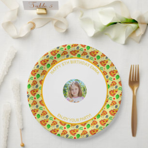 Customize Pizza Birthday Party Little Girl Picture Paper Plate