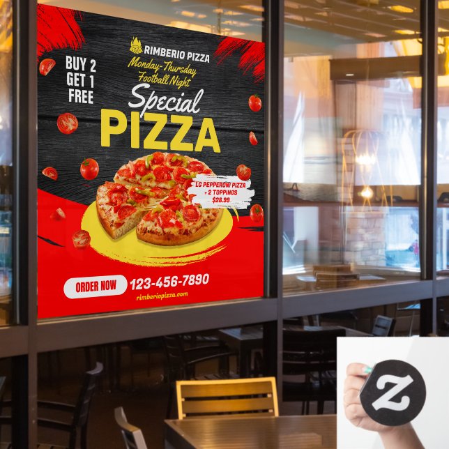 Customize Pizza Football Night Pepperoni Deal Window Cling (Restaurant Window)