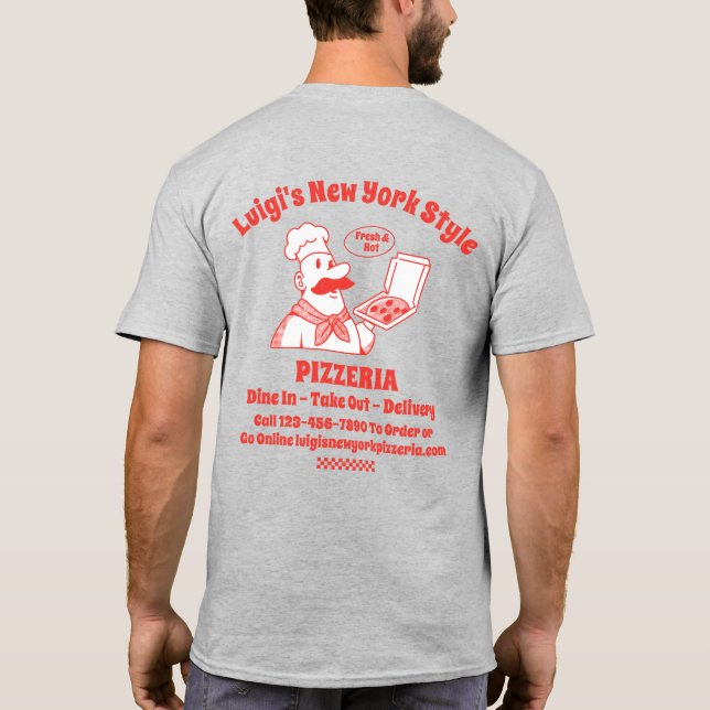 Customize Pizza Restaurant Detailed Graphic Back T-Shirt (Back)