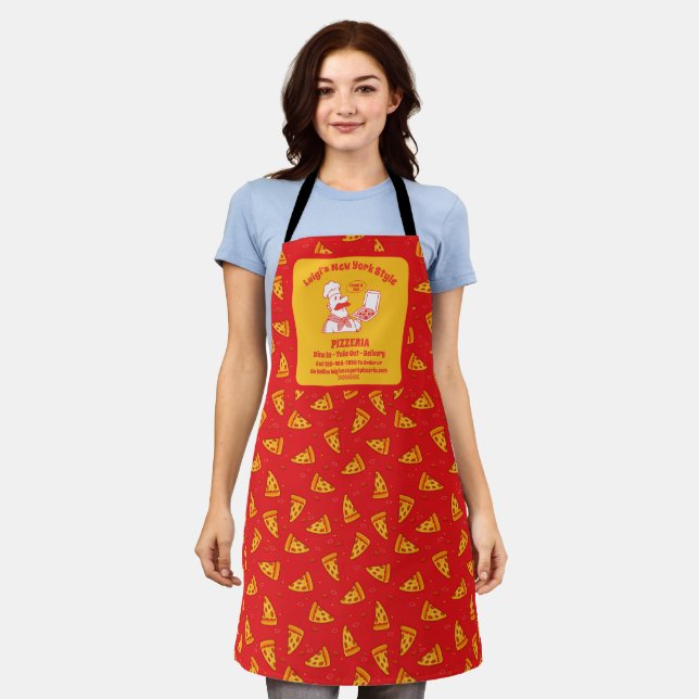 Customize Pizza Restaurant Detailed Pizza Chef  Apron (Worn)