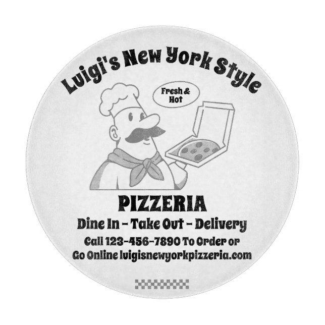 Customize Pizza Restaurant Detailed Pizza Chef Cutting Board (Front)
