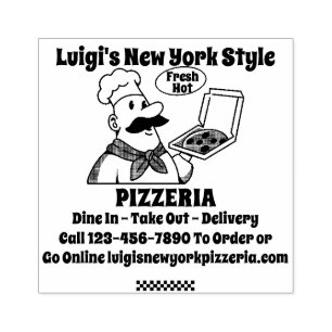 Customize Pizza Restaurant Detailed Rubber Stamp