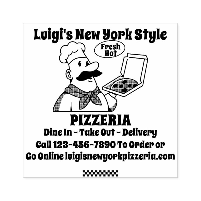 Customize Pizza Restaurant Detailed Rubber Stamp (Imprint)