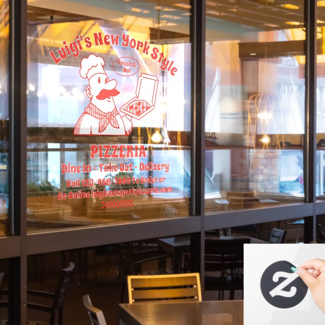 Customize Pizza Restaurant Front  Window Cling (Restaurant Window)