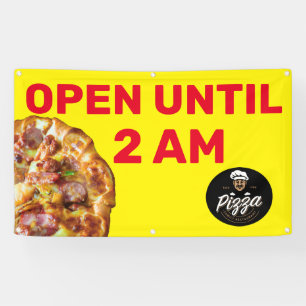 Customize Pizza Shop Logo Open Until 2AM Banner