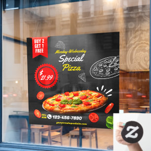 Customize Pizza Shop Special Deal Nights Large Window Cling