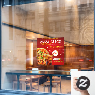 Customize Pizza Slice And A Drink Promo  Window Cling