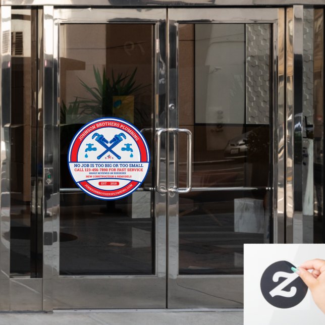 Customize Plumbing Contractor Business Front Door Window Cling (Office Door)