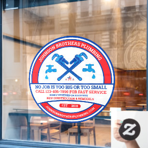 Customize Plumbing Contractor Business Large Front Window Cling