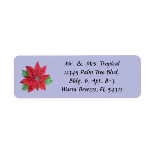 Customize Poinsettia Long Address Label - Lavender