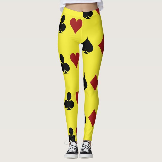 Customize Poker Card Symbols Leggings (Front)