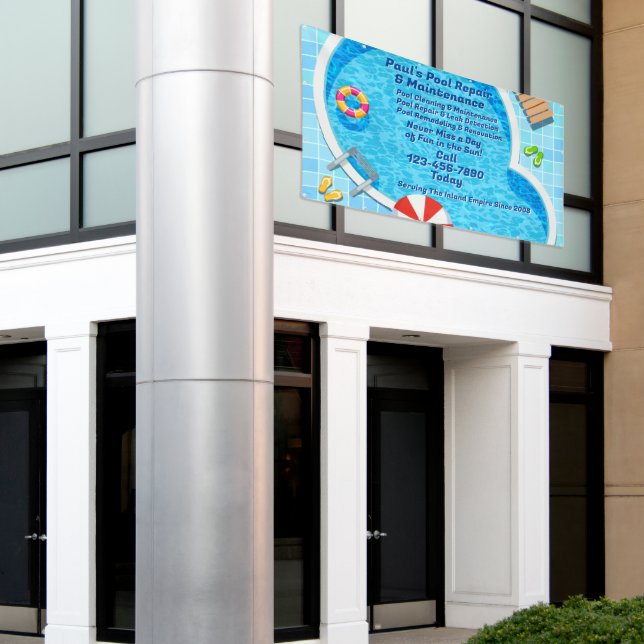 Customize Pool Maintenance Repair Service Business Banner (Outside Building)