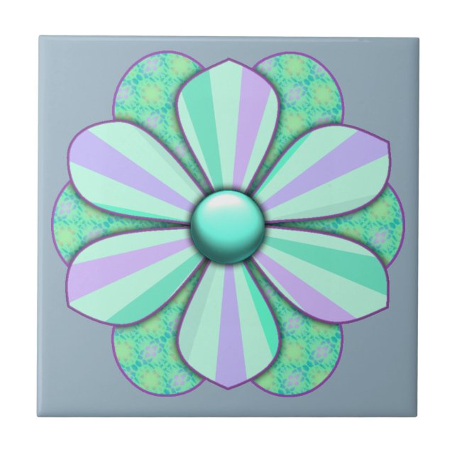 Customize Pretty Flower Design Tile (Front)