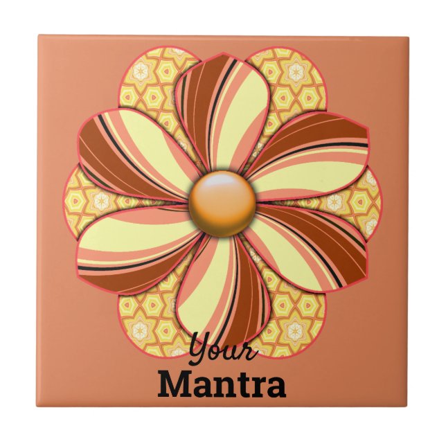 Customize Pretty Flower Design Tile (Front)