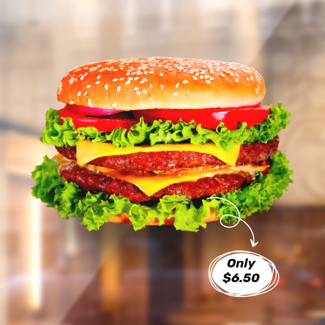 Customize Price Double Cheeseburger Deluxe Advert Window Cling (Sheet 2)