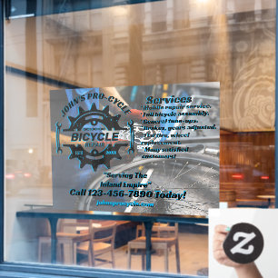 Customize Professional Bicycle Repair Business  Window Cling