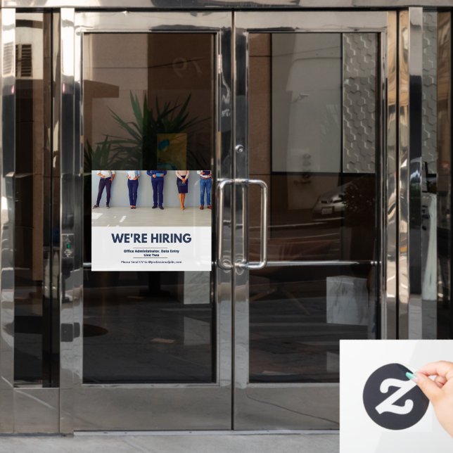 Customize Professional Now Hiring Staff Window Cling (Office Door)