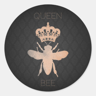 Customize QUEEN BEE Damask Rose Gold Gift Stickers