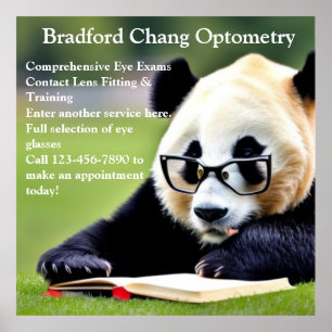 Customize Reading Panda Chinese Optometry Office Poster
