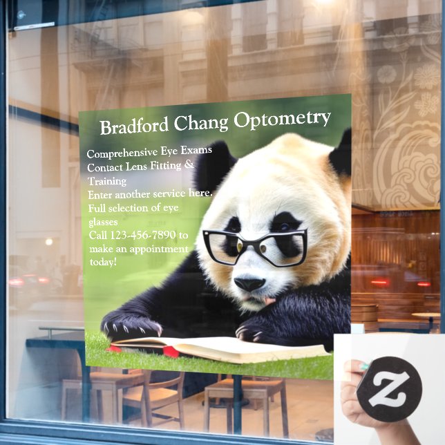 Customize Reading Panda Optometry Office Front  Window Cling (Cafe Window)