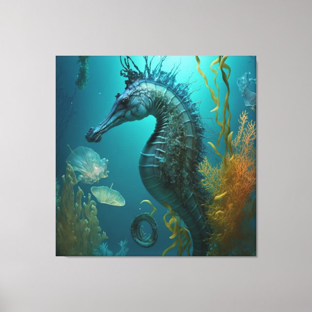 Customize Realistic Fantasy Ocean Animals Seahorse Canvas Print (Front)