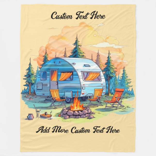 Customize Recreational Vehicle Camping Campfire Fleece Blanket (Front)