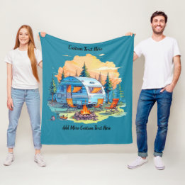 Customize Recreational Vehicle Camping Campfire Fleece Blanket