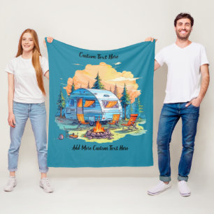 Customize Recreational Vehicle Camping Campfire Fleece Blanket