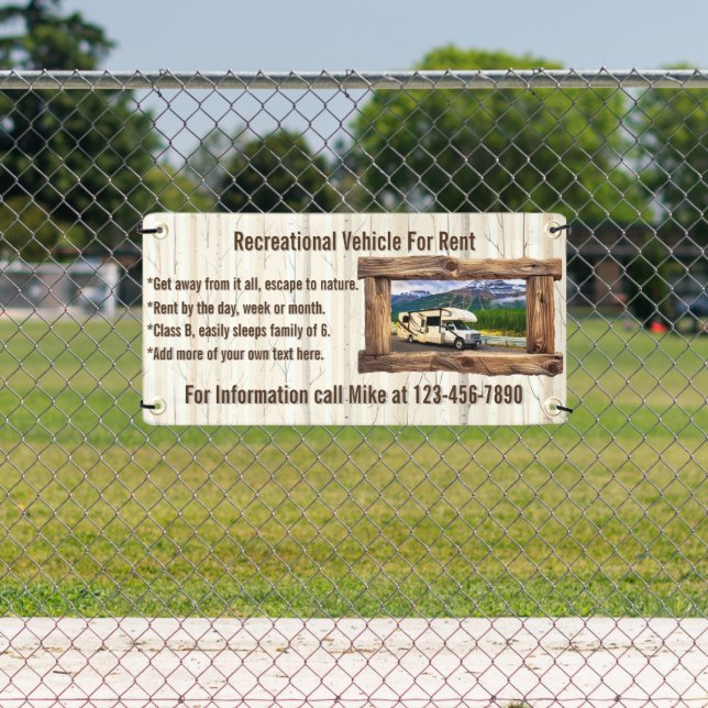 Customize Recreational Vehicle For Rent or Sale Banner (Insitu)