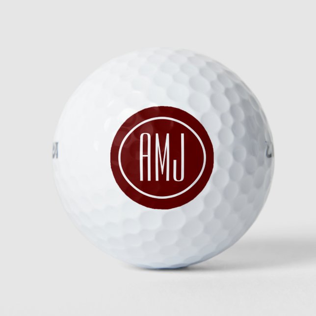 Customize red and white monogram golf balls (Front)