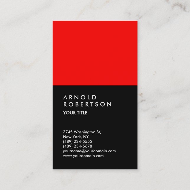 Customize Red Black Professional Business Card (Front)