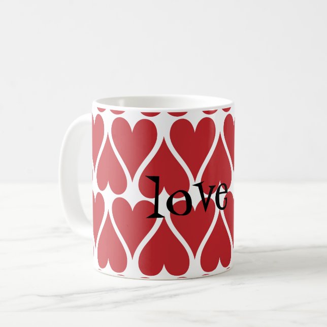 Customize Red Hearts Coffee Mug (Front Left)
