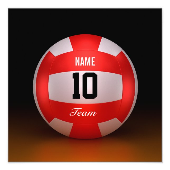 Customize Red Volleyball Photo Print (Front)