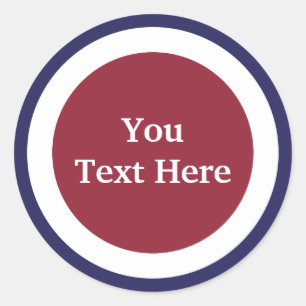 customize red, white and blue design classic round sticker