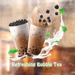 Customize Refreshing Boba Bubble Tea Advert Front Window Cling