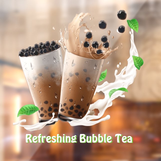 Customize Refreshing Boba Bubble Tea Advert Front Window Cling (Sheet 2)