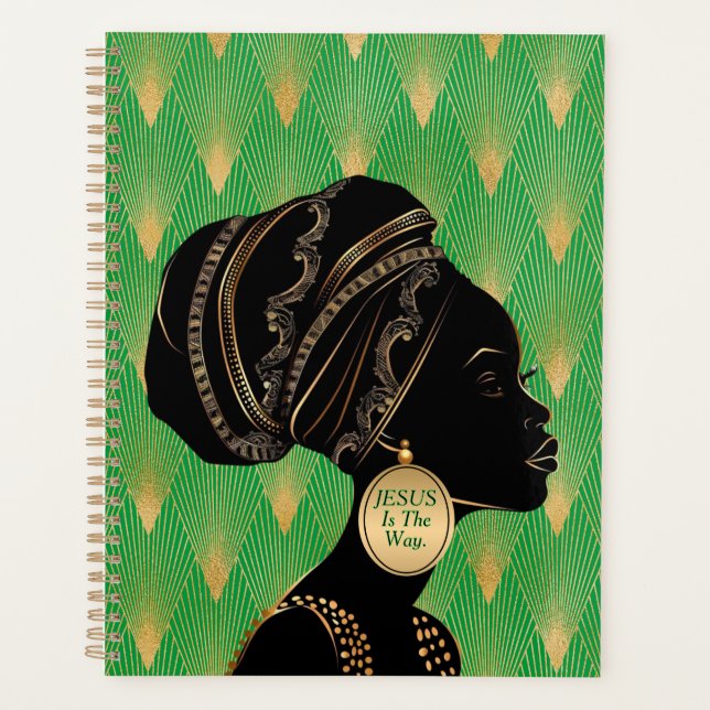 Customize Religious Quote, African American Woman  Planner (Front)