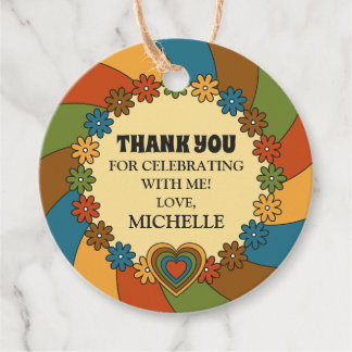 Customize Retro 60s Birthday Party Theme Thank You Favour Tags