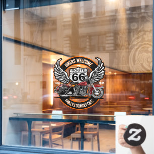 Customize Route 66 Café Garage Gas Station Biker Window Cling
