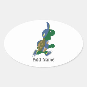 Customize Running Turtle Oval Sticker