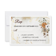 Customize Rustic Boho Fall floral RSVP Card 