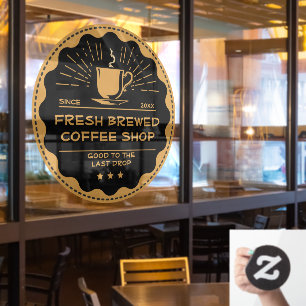 Customize Rustic Coffee Shop Cup Business Front Window Cling