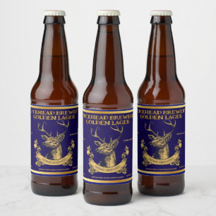 Customize Rustic Deer Buck Head Home Brewed Detail Beer Bottle Label