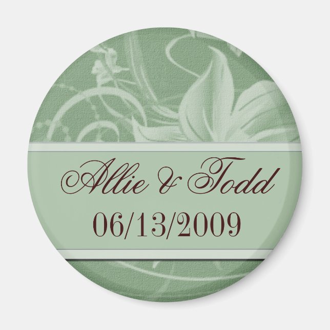 Customize sage green save the date magnets (Front)