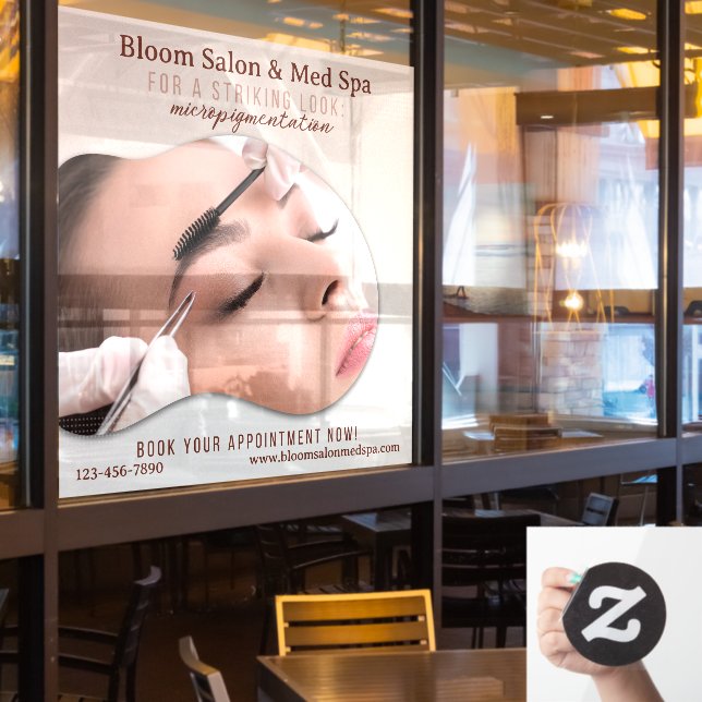 Customize Salon Med Spa Micropigmentation Makeup Window Cling (Restaurant Window)